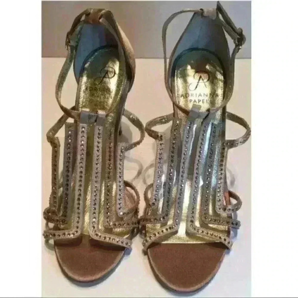 adrianna papell Heels sz 6.5 Gold Sequins Formal - Picture 1 of 9